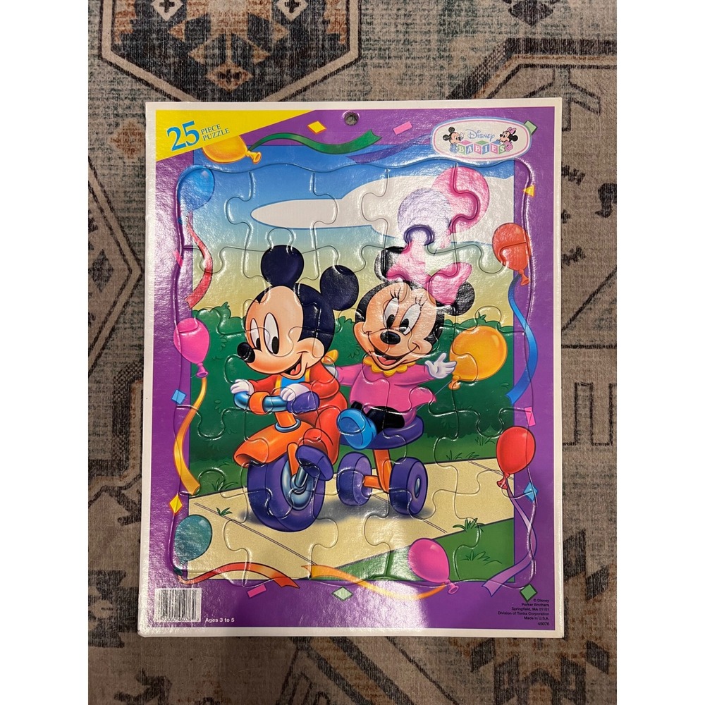 Vintage Disney Babies Large Frame-Tray Puzzle Mickey Minnie Mouse 1990s Complete